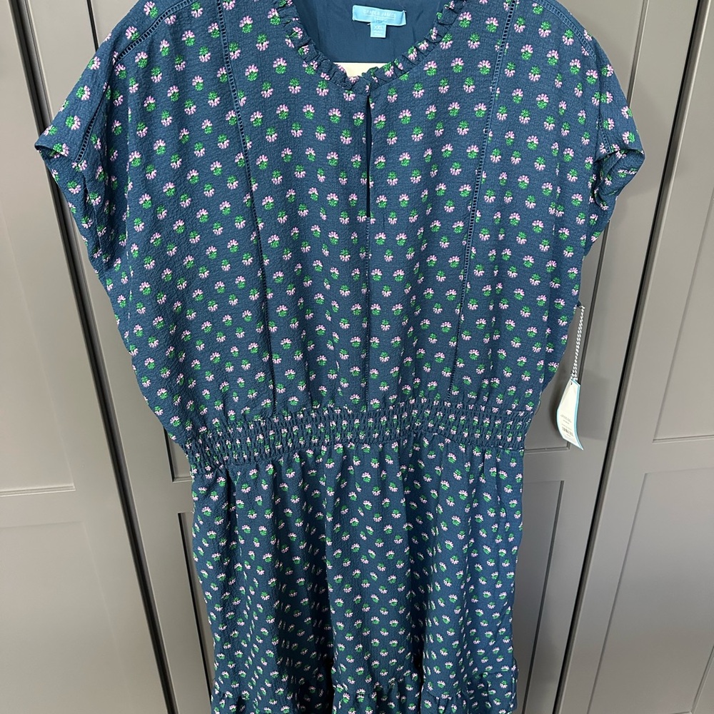 Draper James Navy Dress with Pink Floral Accents